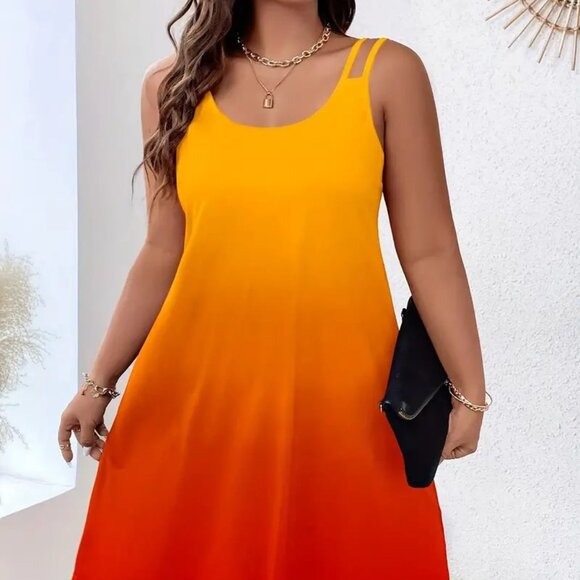 Women's Plus Size Ombre Print Sleek Summer Vacation Beach Holiday Dress 14W - Picture 1 of 9
